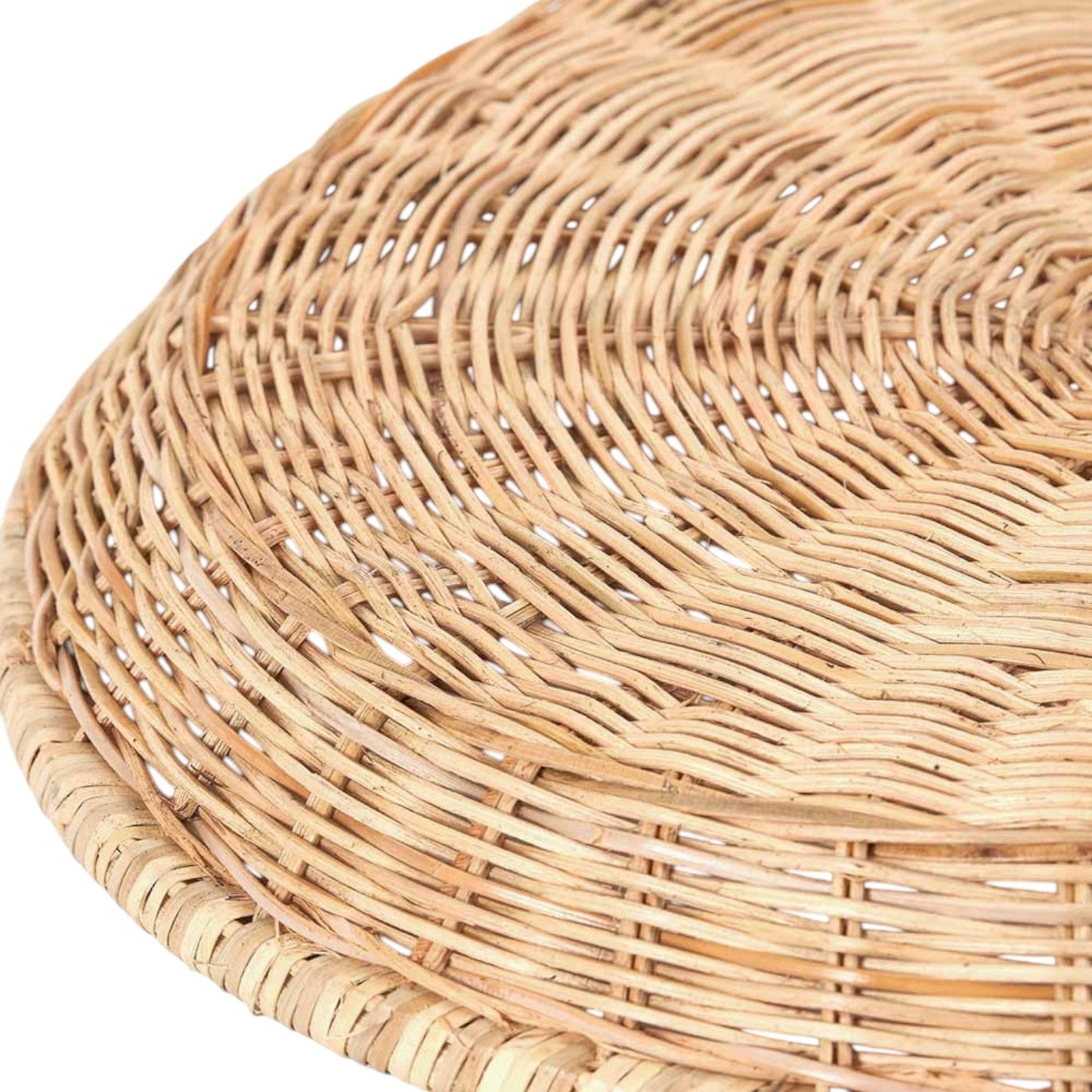 Handwoven rattan basket for van life storage, perfect for camper van essentials and outdoor adventures