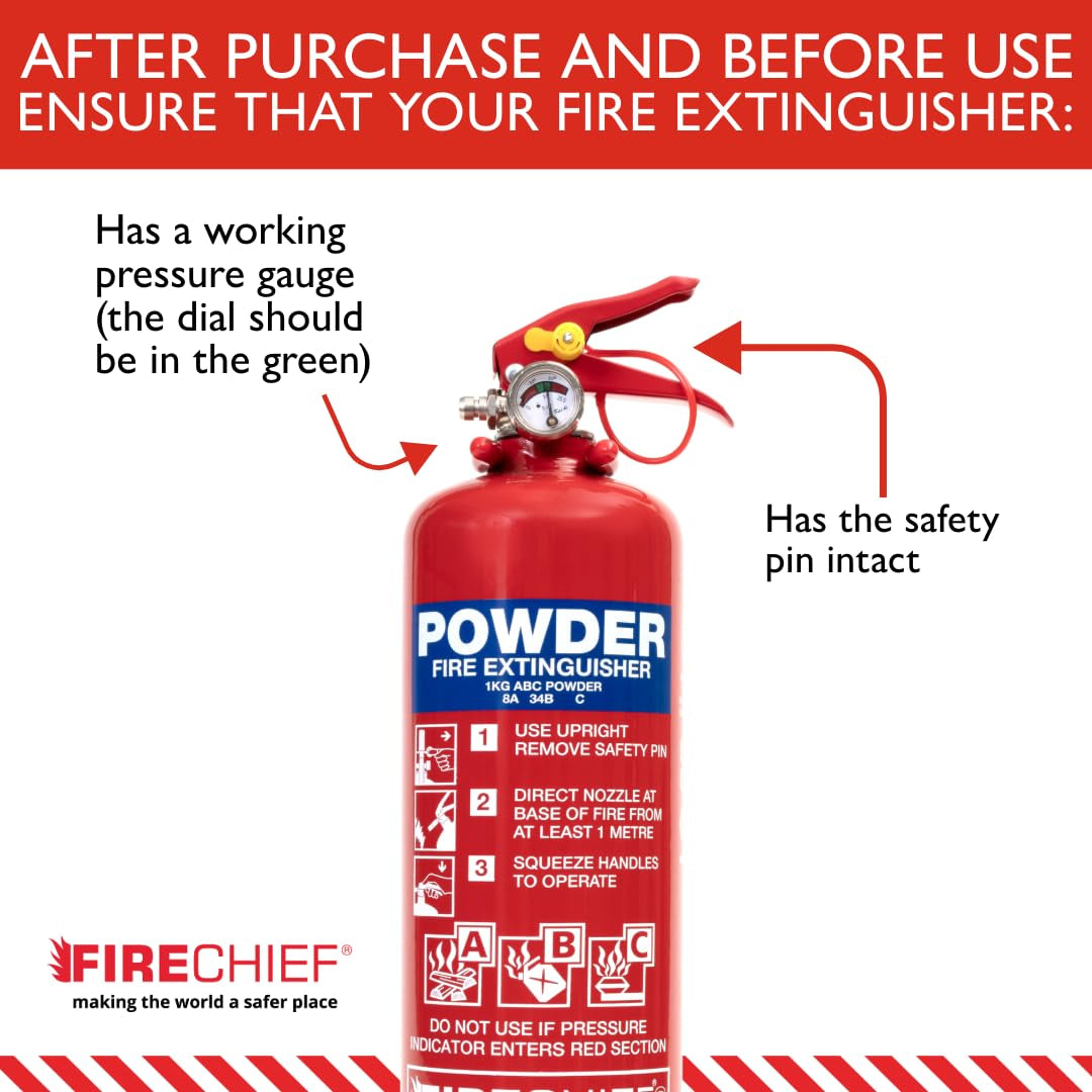 Multi Purpose Powder Fire Extinguisher – Ready to Use in Seconds – 600G ABC Fire Extinguisher for Home & Kitchen Use – 5 Year Guarantee – Lightweight Travel Extinguisher for Vehicles