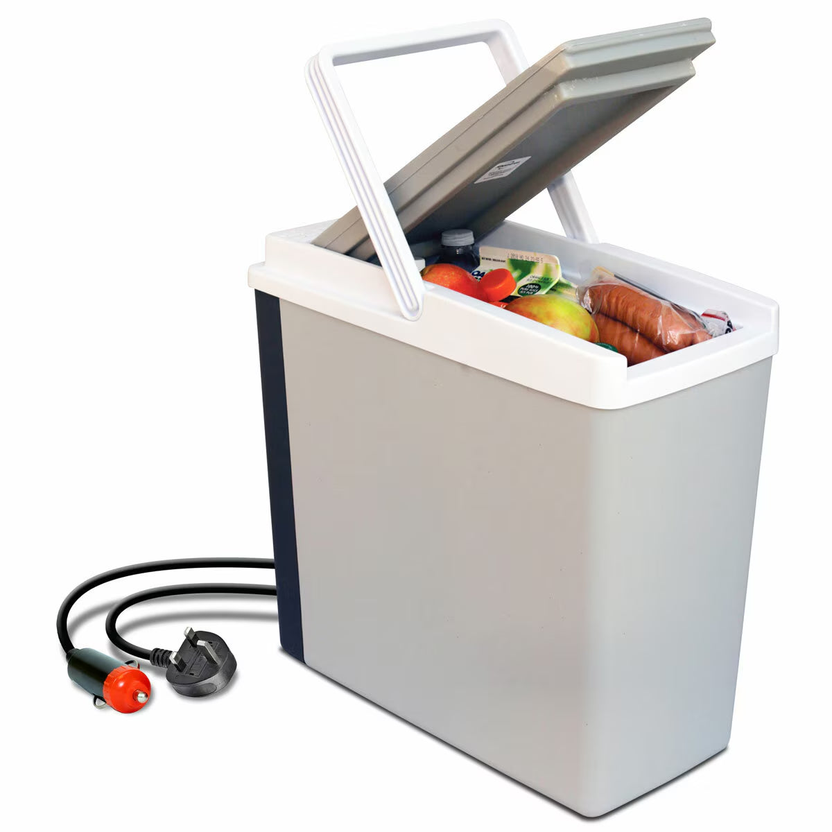 12V Electric Cooler 17L, Cool/Warm Box with Adjustable Strap in Grey