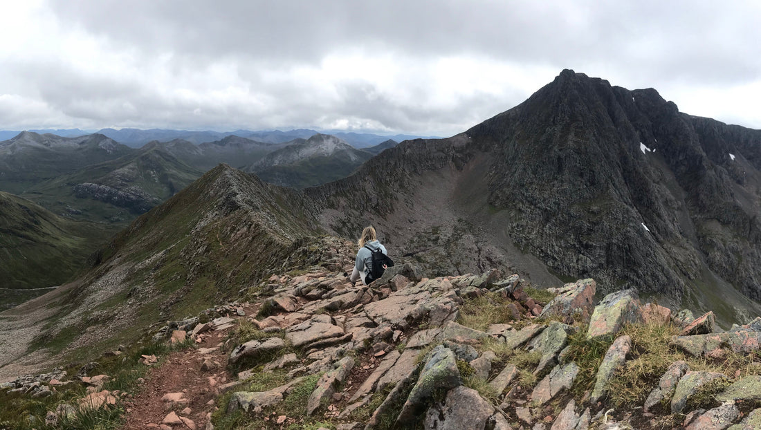 Mountain ridge and dramatic Highland landscape in Scotland