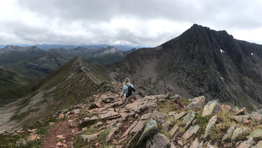 Mountain ridge and dramatic Highland landscape in Scotland