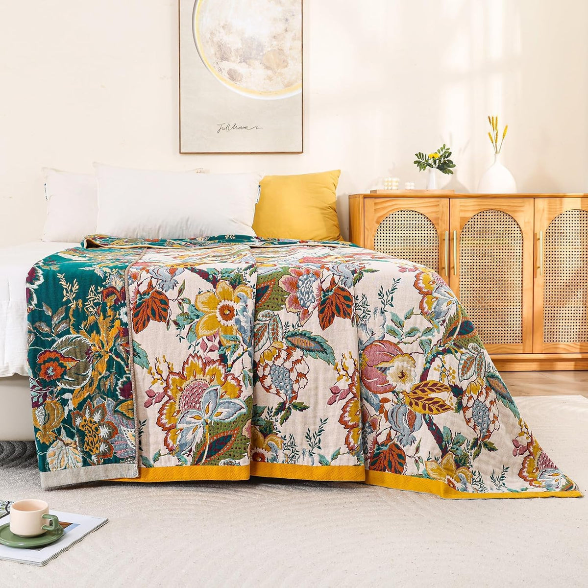 100% Cotton Sofa Throw Blanket,Double-Sided Bedspreads Double Size