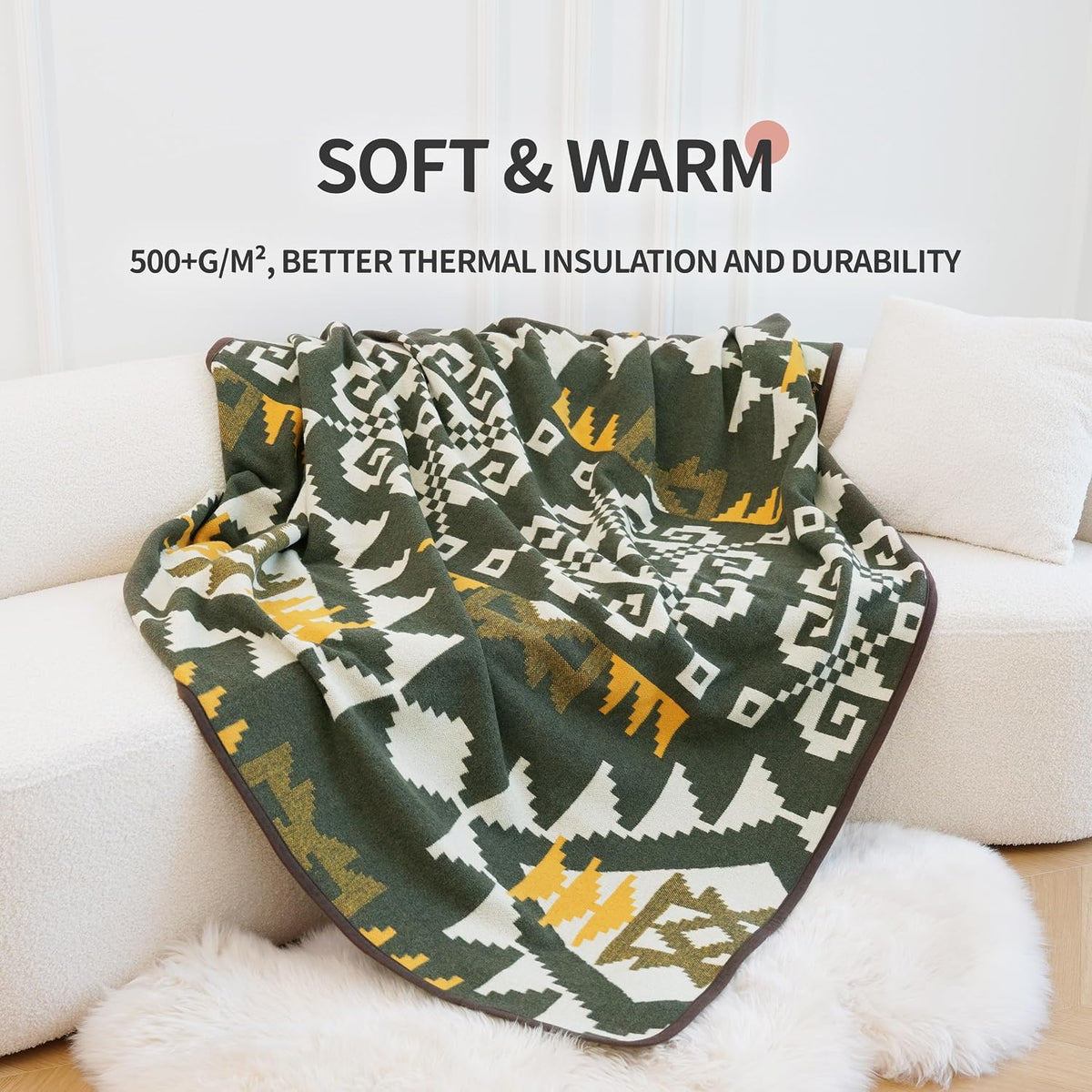 Acushla Merino Wool Blanket – Aztec Green