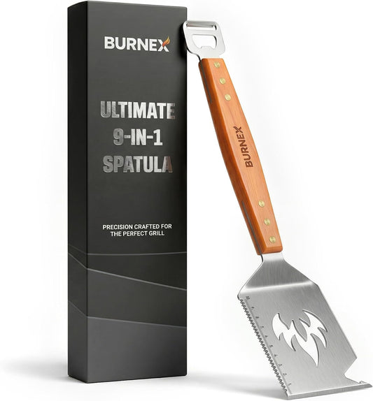 Ultimate 9 in 1 Spatula Multifunction Tool, BBQ Gifts for Men - Stainless Steel Spatula with Grill Scraper - Dad BBQ Accessories, Barbecue Accessories, Barbecue Tools