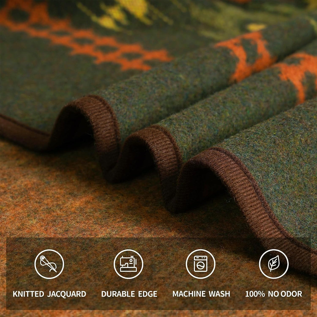 Portable Cuddly Blanket Merino Wool Blanket Warm Blanket TV Blanket Cuddly Blanket Wool - Birthday Gifts for Men and Women (160 X 100 Cm, Myers Green