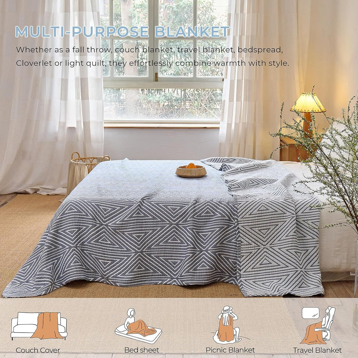Muslin Throw Blanket,Sofa Throws Large 3 Seater