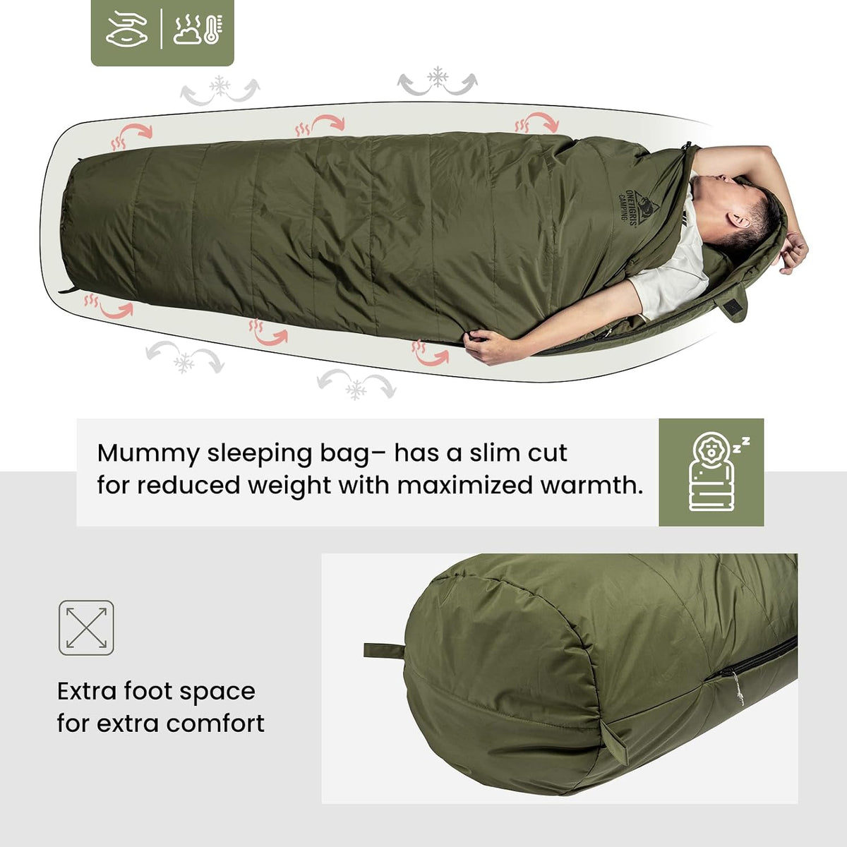 Bushcrafter’S Sleeping Bags, Mummy Sleeping Bag for Camping Hiking Backpacking, Survival Gear