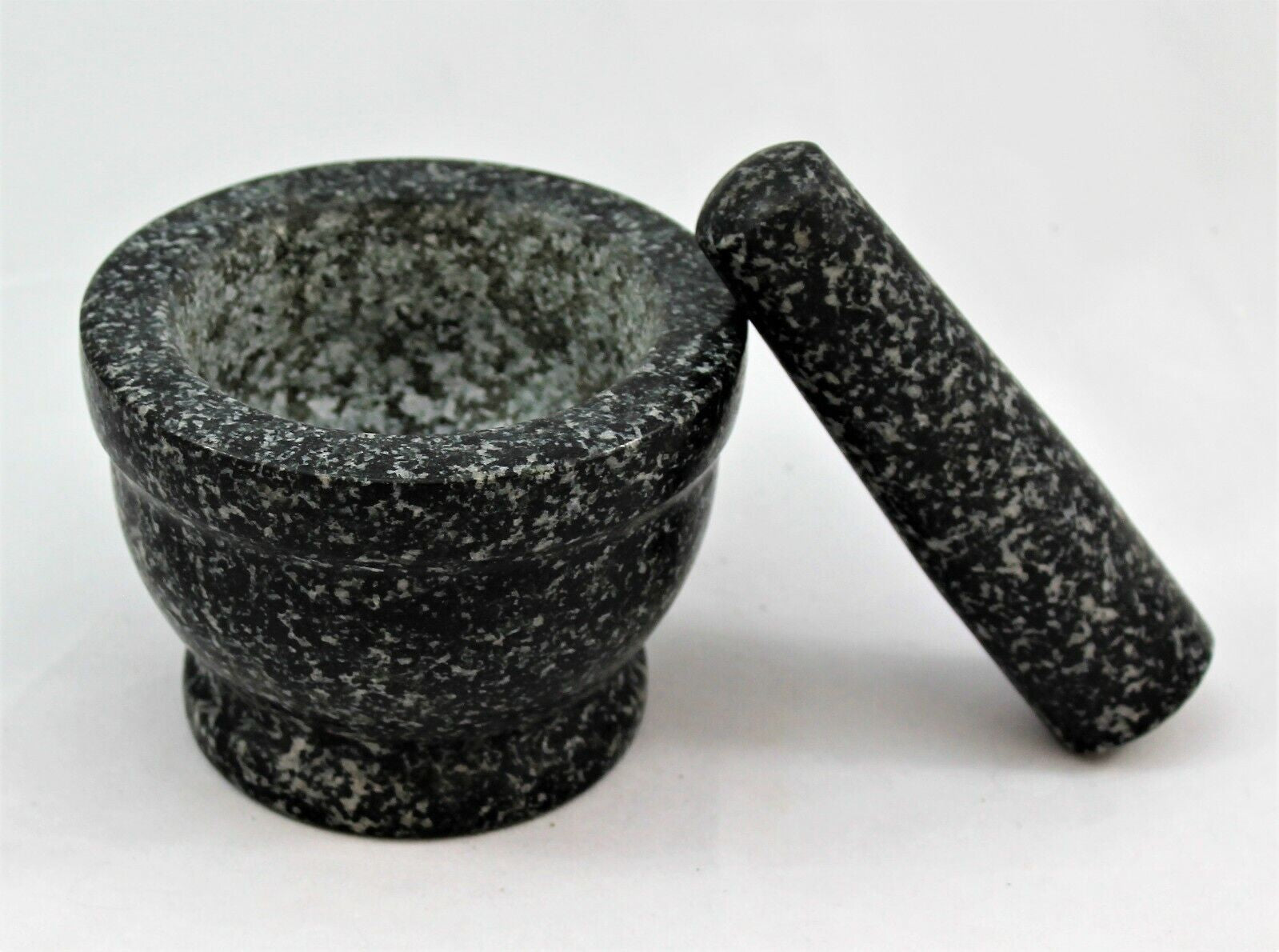 Black granite mortar and pestle for van life cooking and outdoor adventures