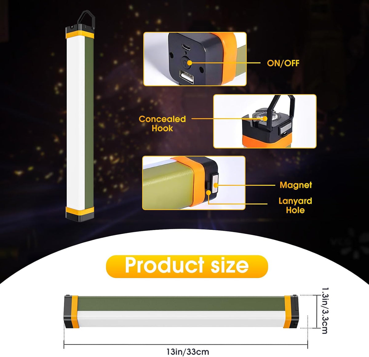 Camping Light,  Rechargeable Magnetic Light 4 Modes Tent Light USB Rechargeable Camping Lantern, 3600Mah 2000Lumens Power Bank Emergency Light for Outdoor Camping, Power Outage