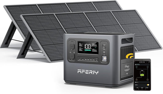 Portable Power Station 2400W with 2X 200W Solar Panel, 2048Wh Portable Power Station Lifepo4 Solar Generator, Electric Generator for Rv/Camping/Home, 7 Year Warranty