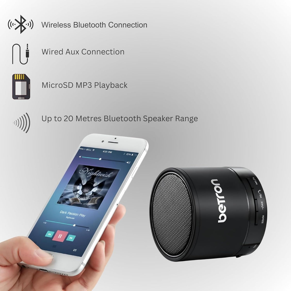 KBS08 Bluetooth Speaker, Wireless, Portable, Mini, Titanium