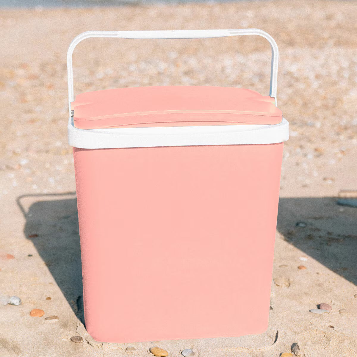 Pink portable cooler for beach outings and van life adventures