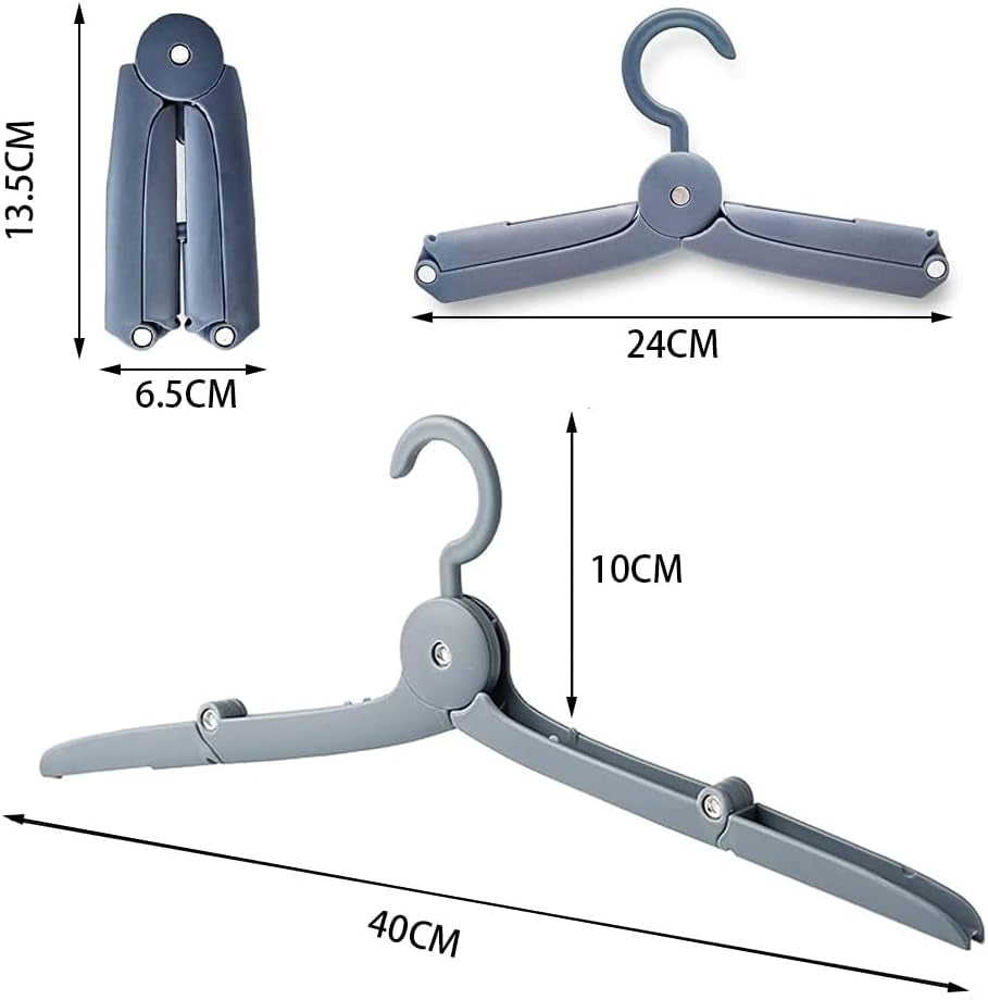 Folding Travel Clothes Hangers – Pack of 4 – folded and open hanger size illustration