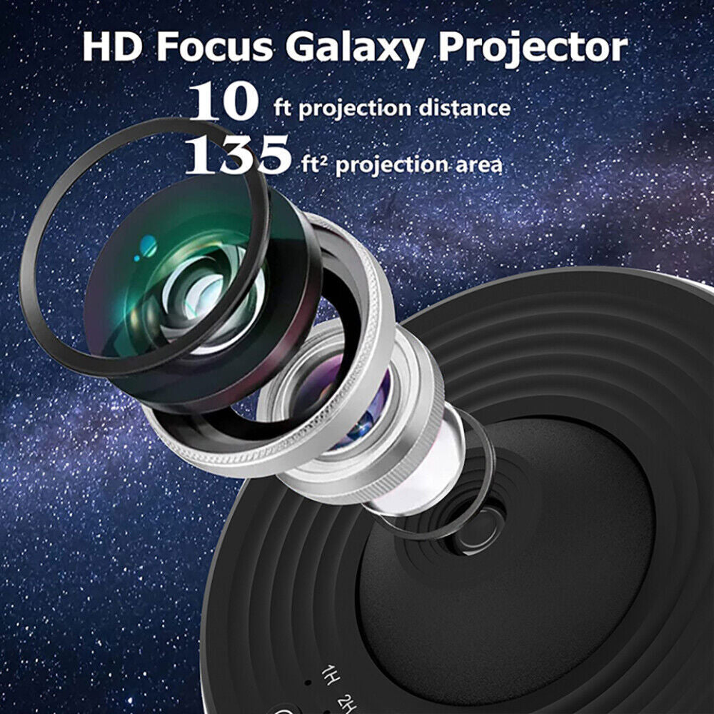 HD Focus Galaxy Projector for van life, 10 ft projection, 135 sq ft starry sky effect