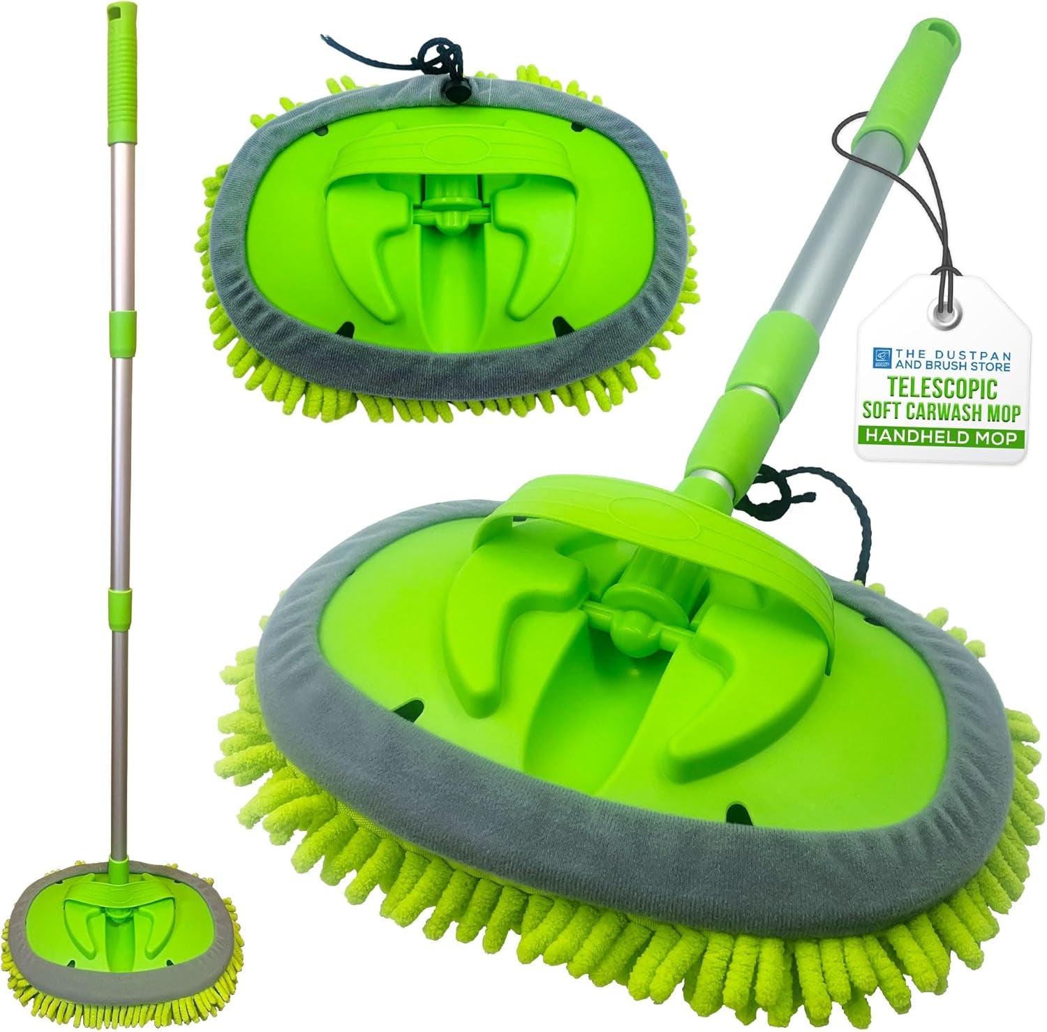 Car Cleaning Brush Microfibre Mop Telescopic Car Wash Brush with Extendable Handle & Scratch Free Head Washing Kit - Suitable for Cleaning Cars, Caravans, Van, Truck, Boat Etc.