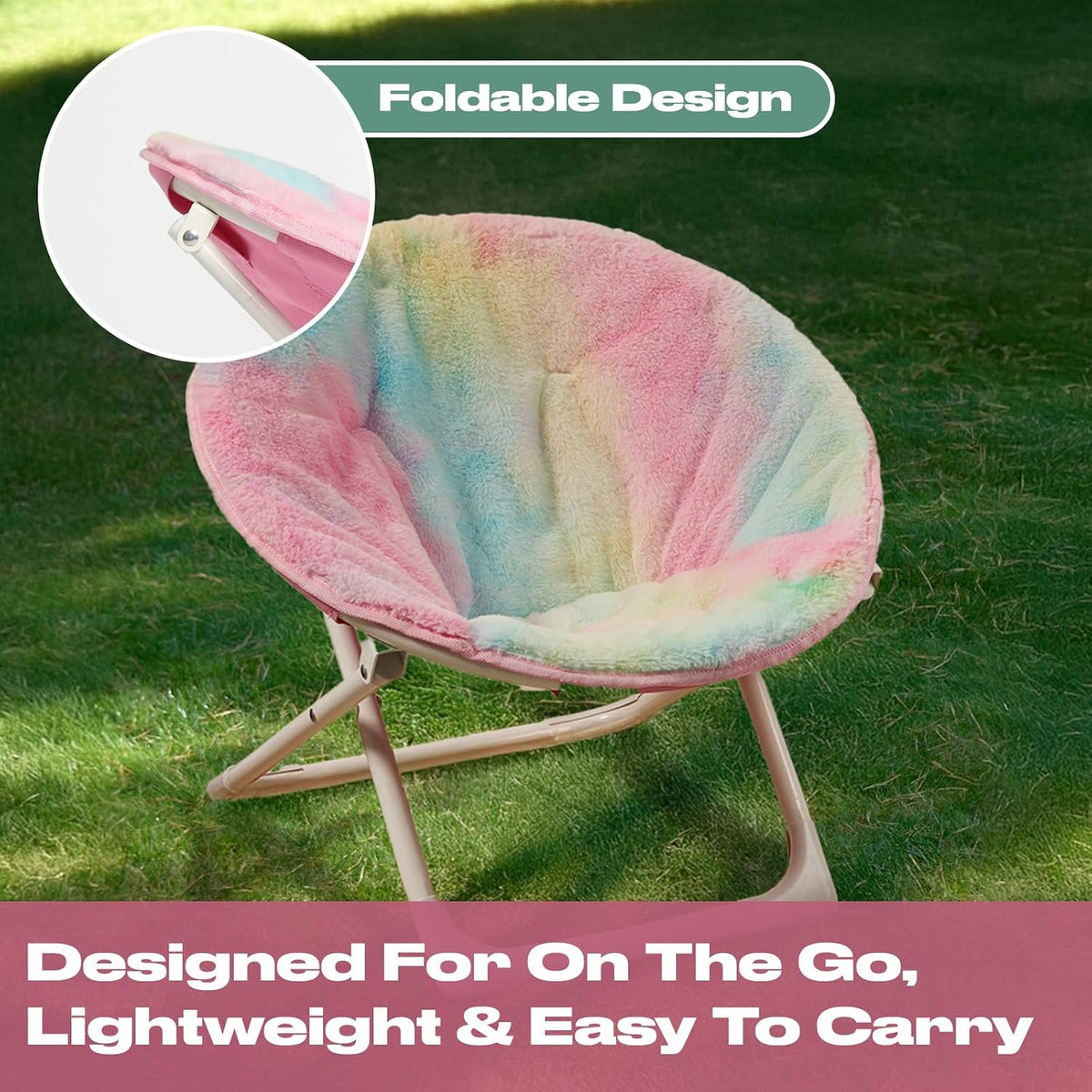Kids' Tie-Dye Folding Moon Chair – chair folding illustration