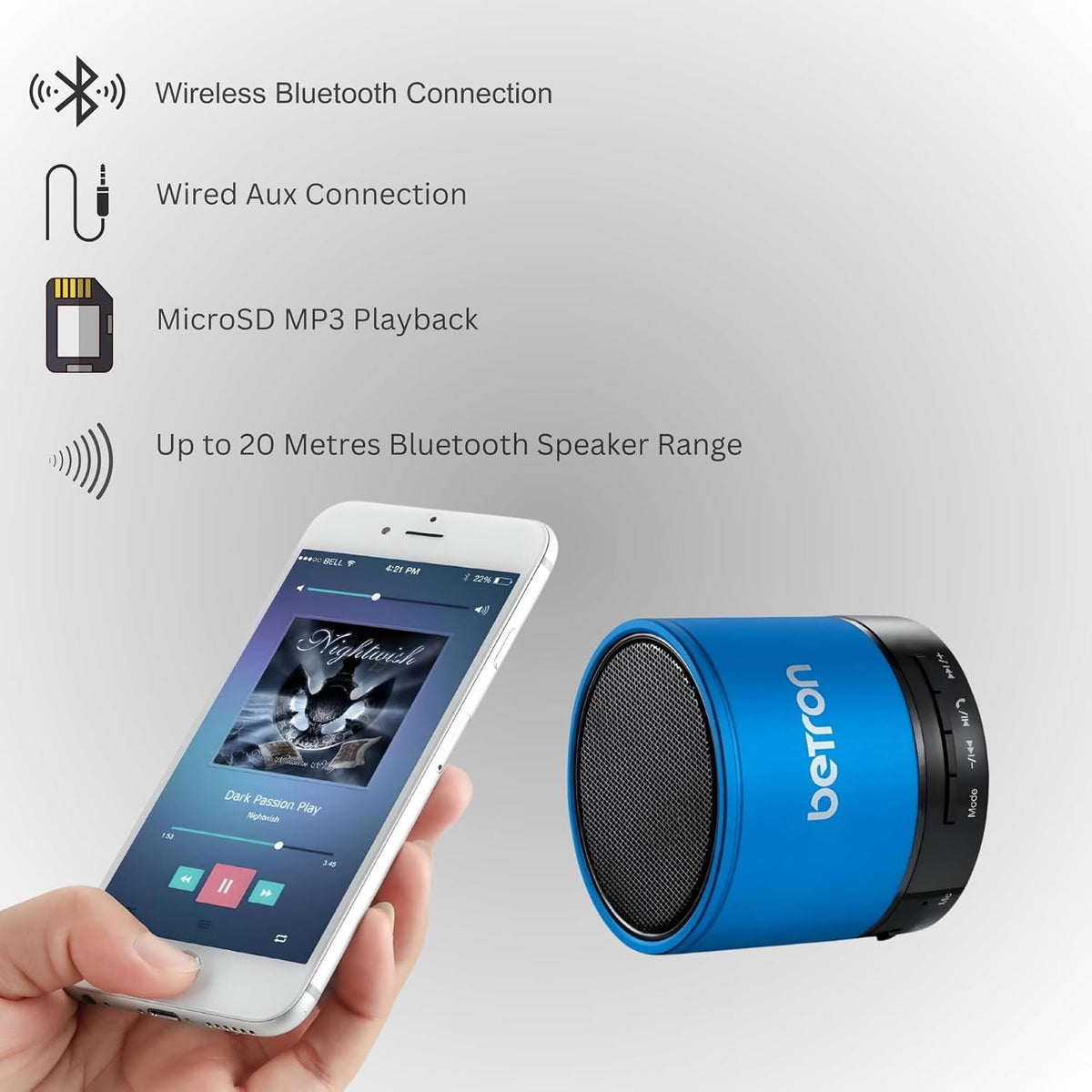 KBS08 Bluetooth Speaker, Wireless, Portable, Mini, Blue