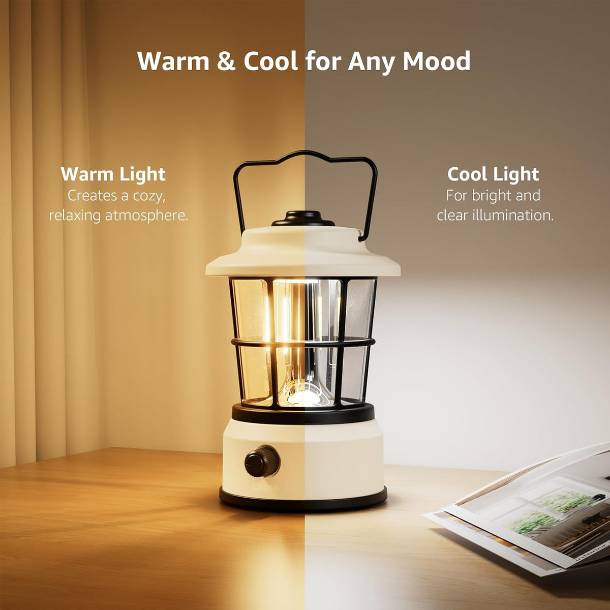 Rechargeable Camping Lantern, 3600Mah Retro Dimmable Tent Light