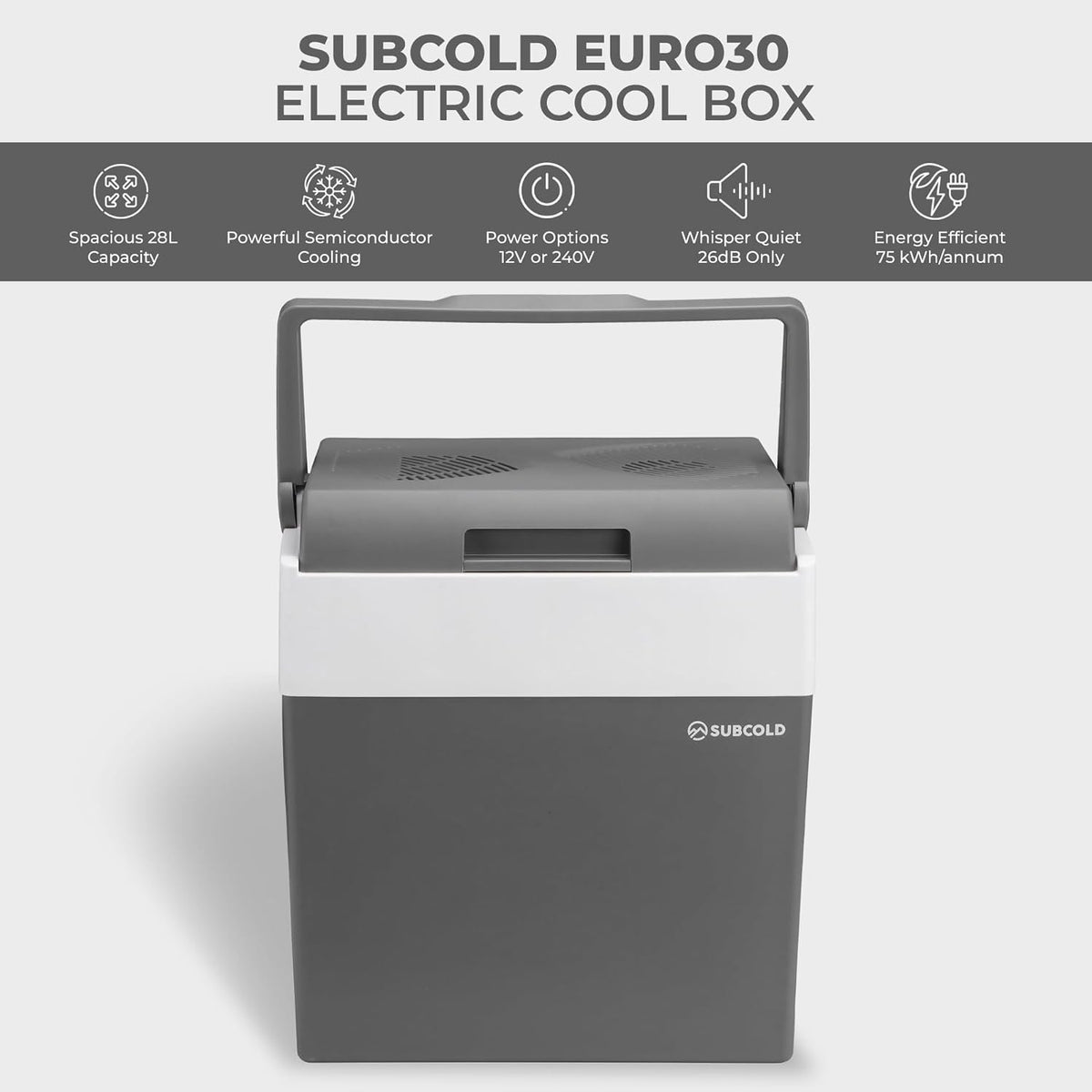 Euro30 Electric Cool Box | 28L | 12V/240V | Holds 45 Cans