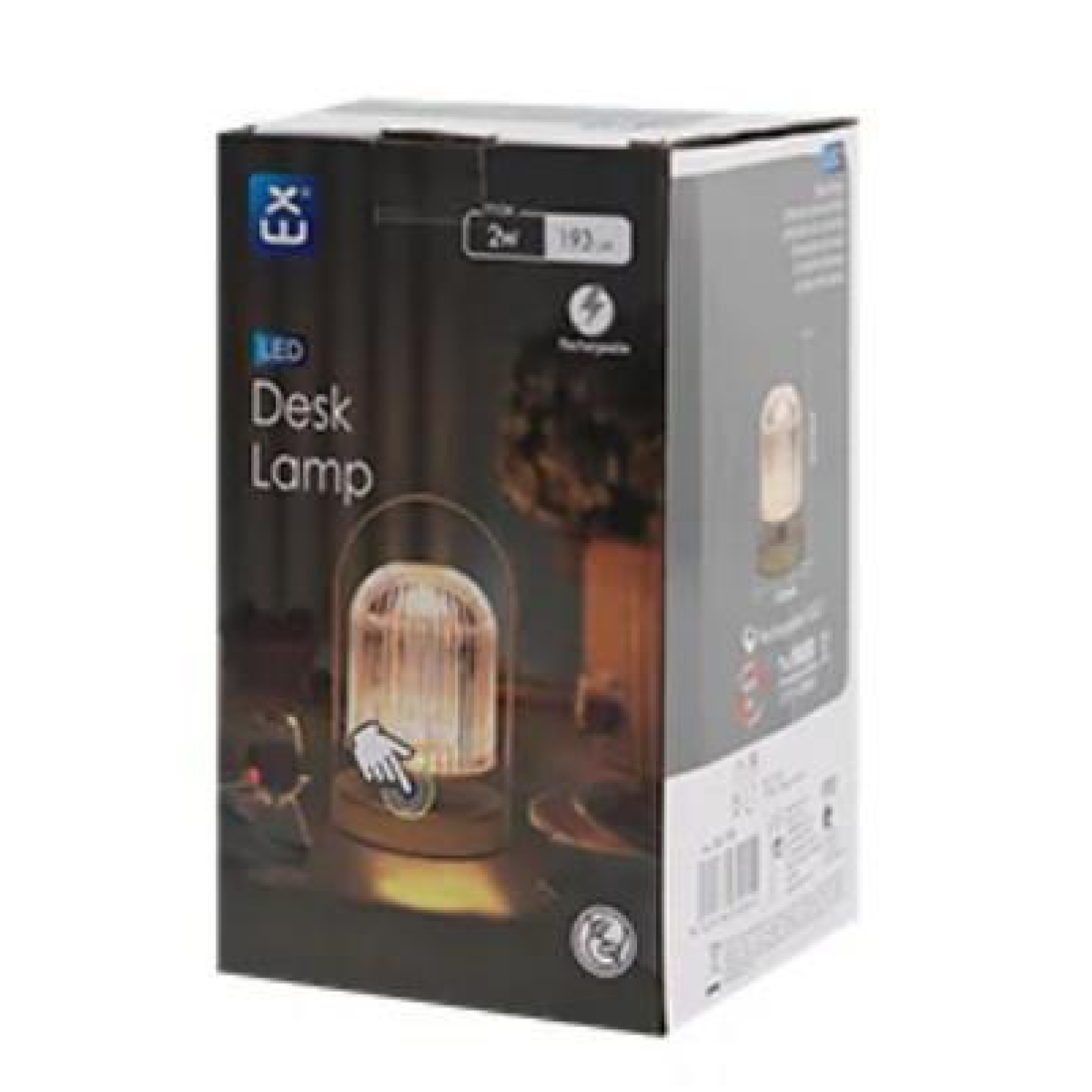 LED desk lamp in packaging, ideal for van life and compact spaces