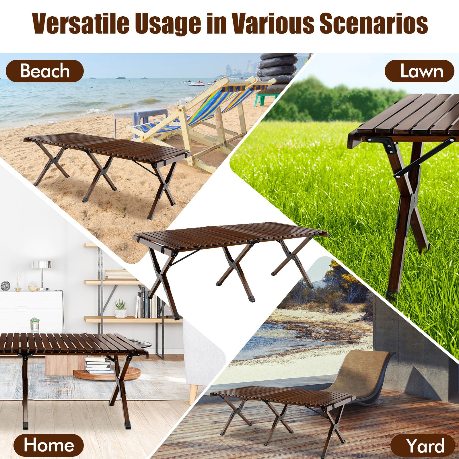 Portable folding table for beach, lawn, home & yard – perfect van life & outdoor adventure gear