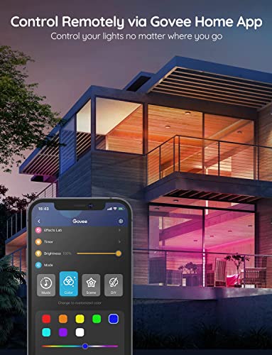 Smart LED lighting control via Govee Home App for modern home ambiance and remote color adjustment