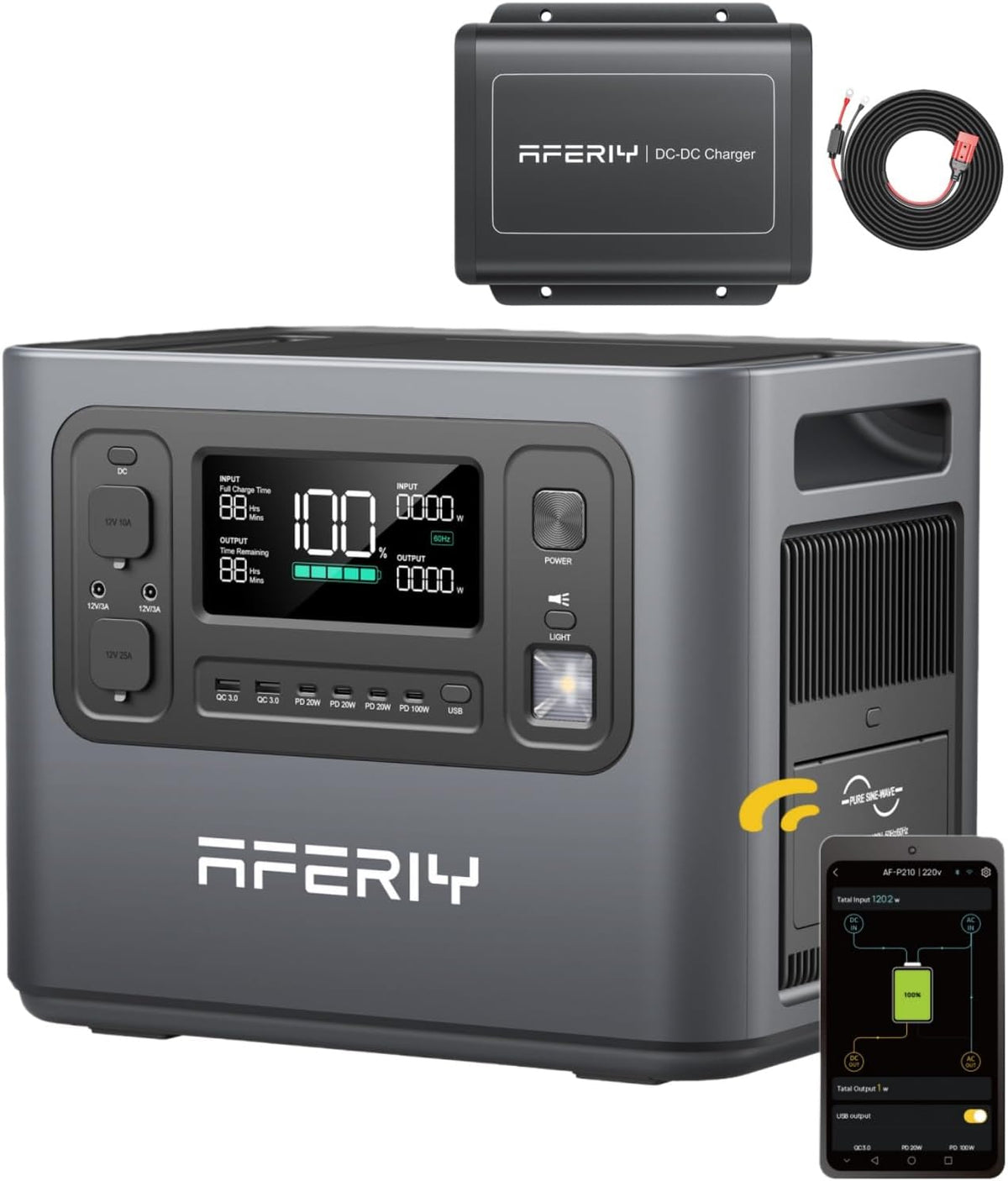 P210 Portable Power Station with DC600, 2048Wh LFP Backup, 600W Alternator Charger, 6X Faster than Cigarette Chargers, Compatible with 95%  Solar Generator, Perfect for Road Trips, Rving