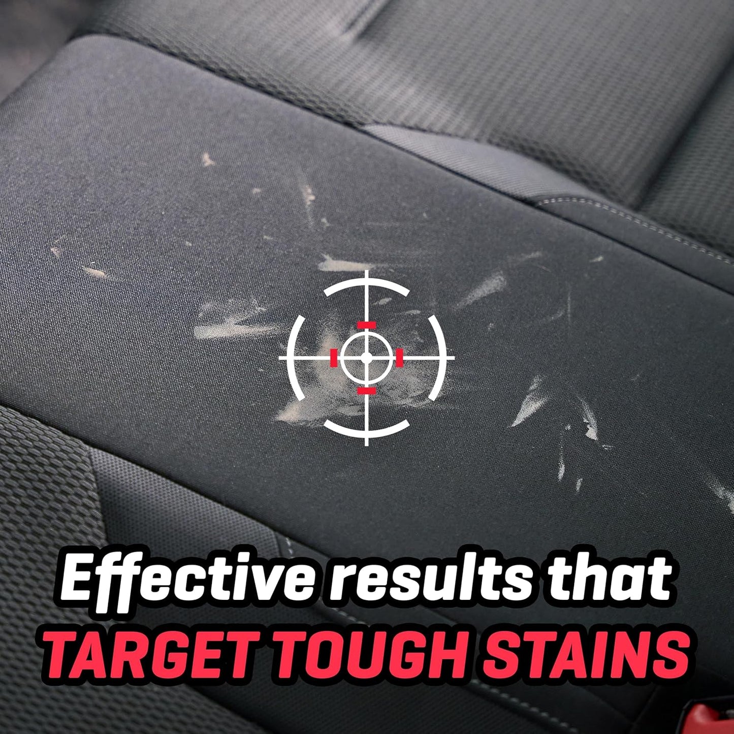 Van seat with tough stains targeted for cleaning, ideal for camper van maintenance and outdoor adventures