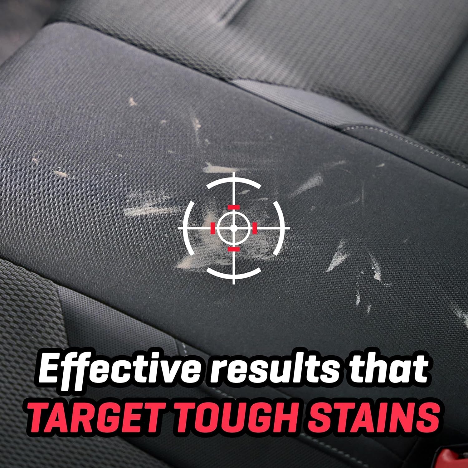 Van seat with tough stains targeted for cleaning, ideal for camper van maintenance and outdoor adventures