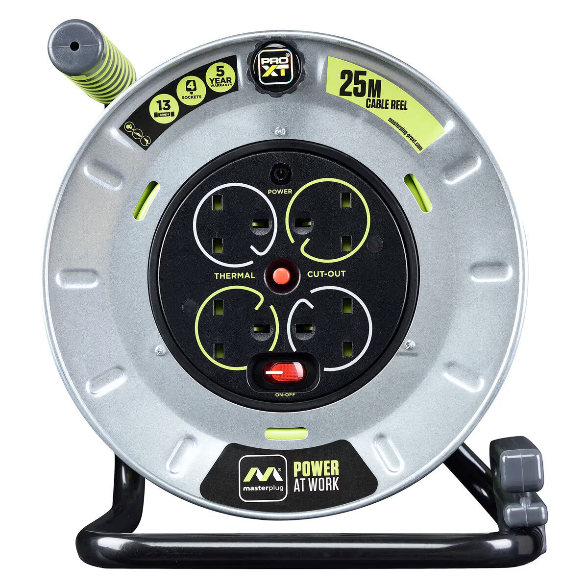 25M cable reel with 4 sockets, thermal cut-out & 13 amp for van life power needs
