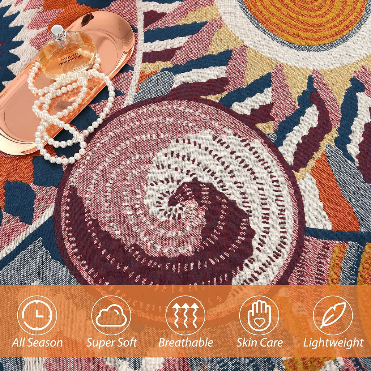 Bohemian Cotton Throw – 150 × 200cm – paisley pattern close-up