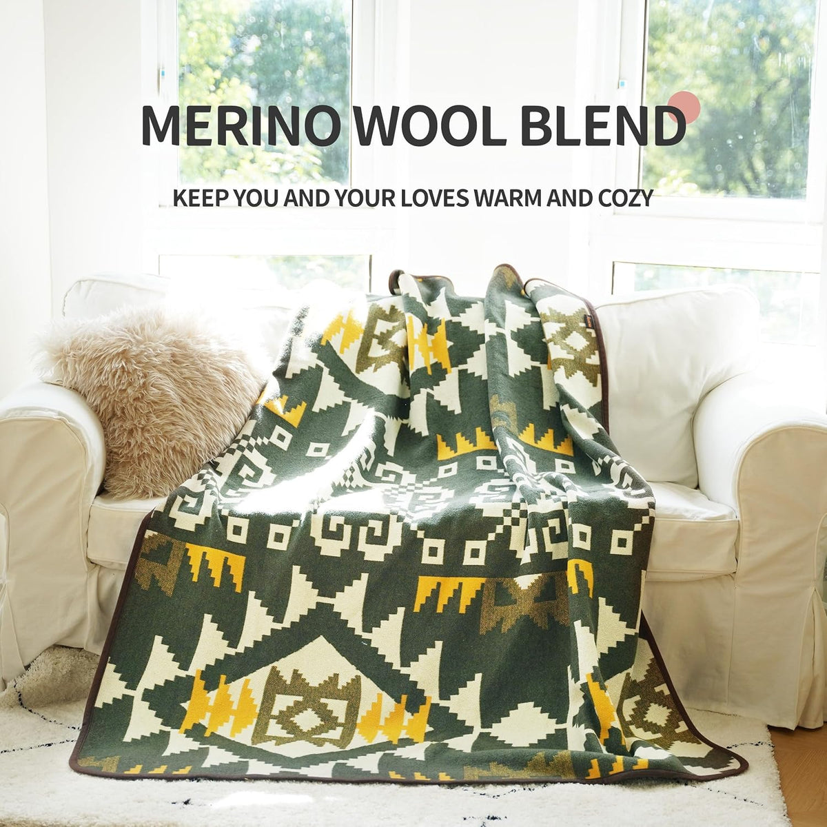 Acushla Merino Wool Blanket – Aztec Green