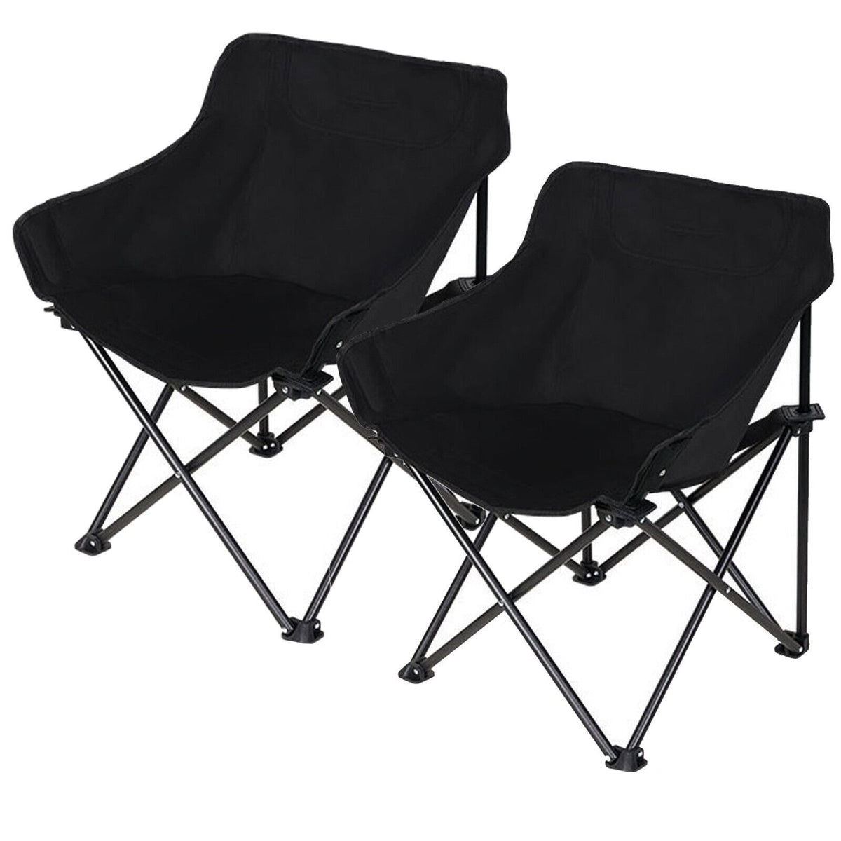 Black portable camping chairs for van life, festivals, and outdoor adventures