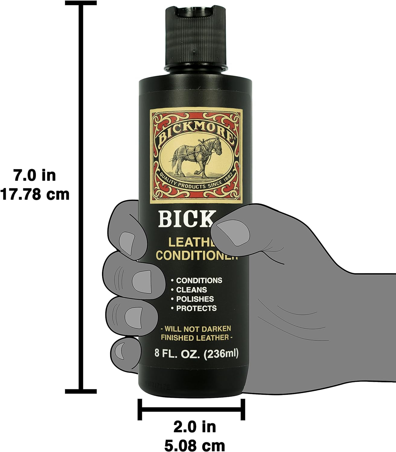 Bickmore leather conditioner bottle, 8 fl oz, conditions cleans polishes protects, ideal for van life gear maintenance