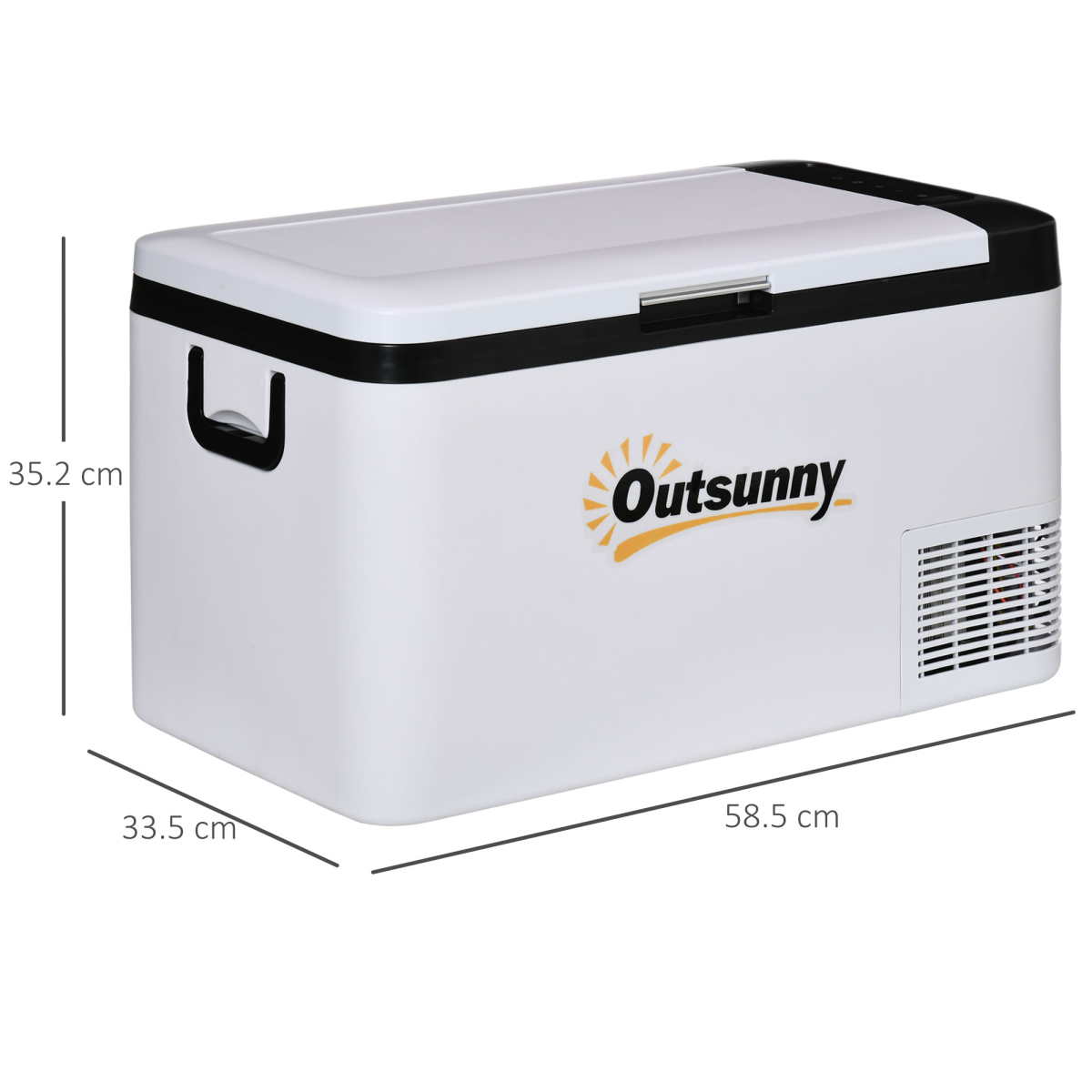 Outsunny 12V portable fridge for van life, camping & outdoor adventures, compact 58.5cm cooler with handles