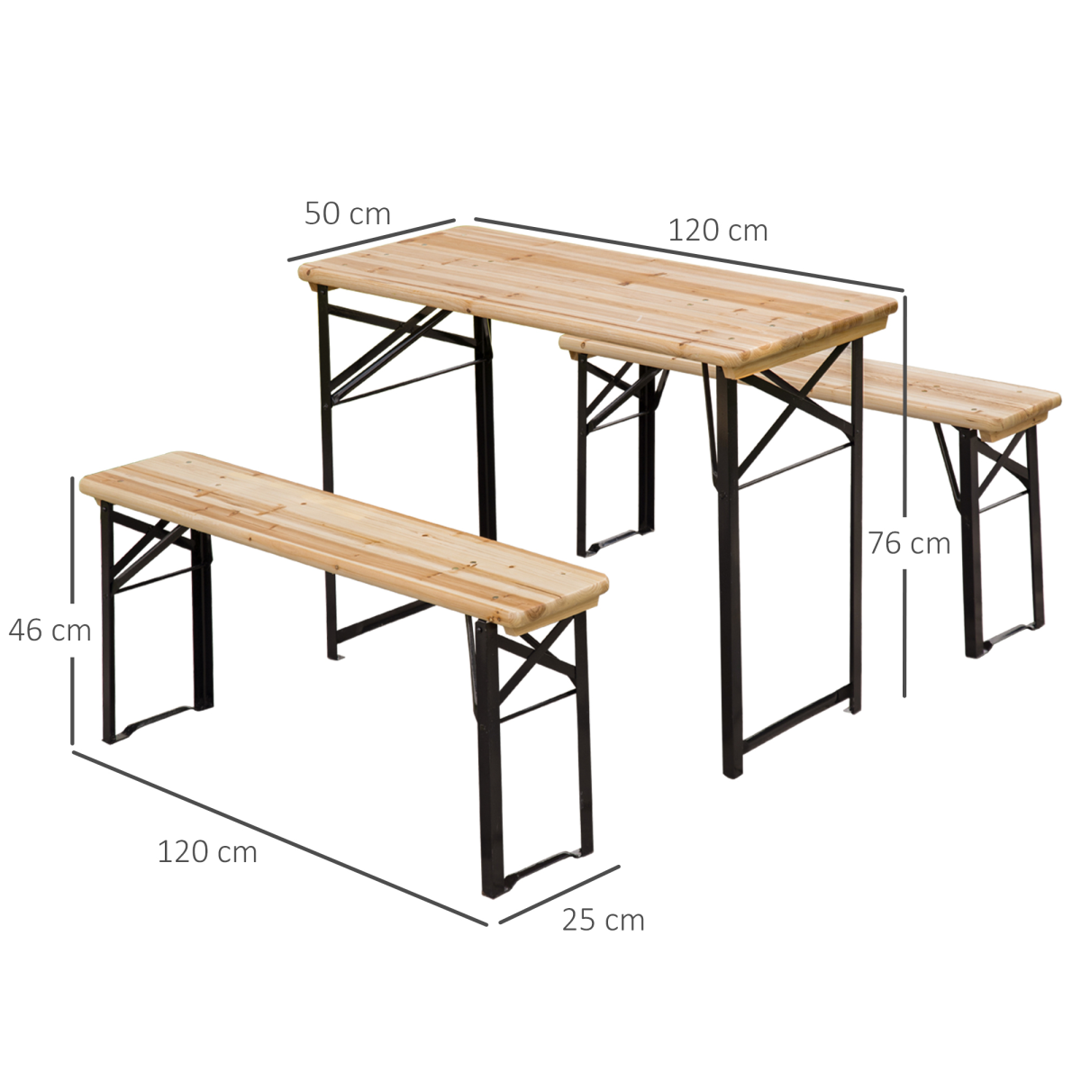 Foldable wooden picnic table with benches, ideal for van life and outdoor adventures