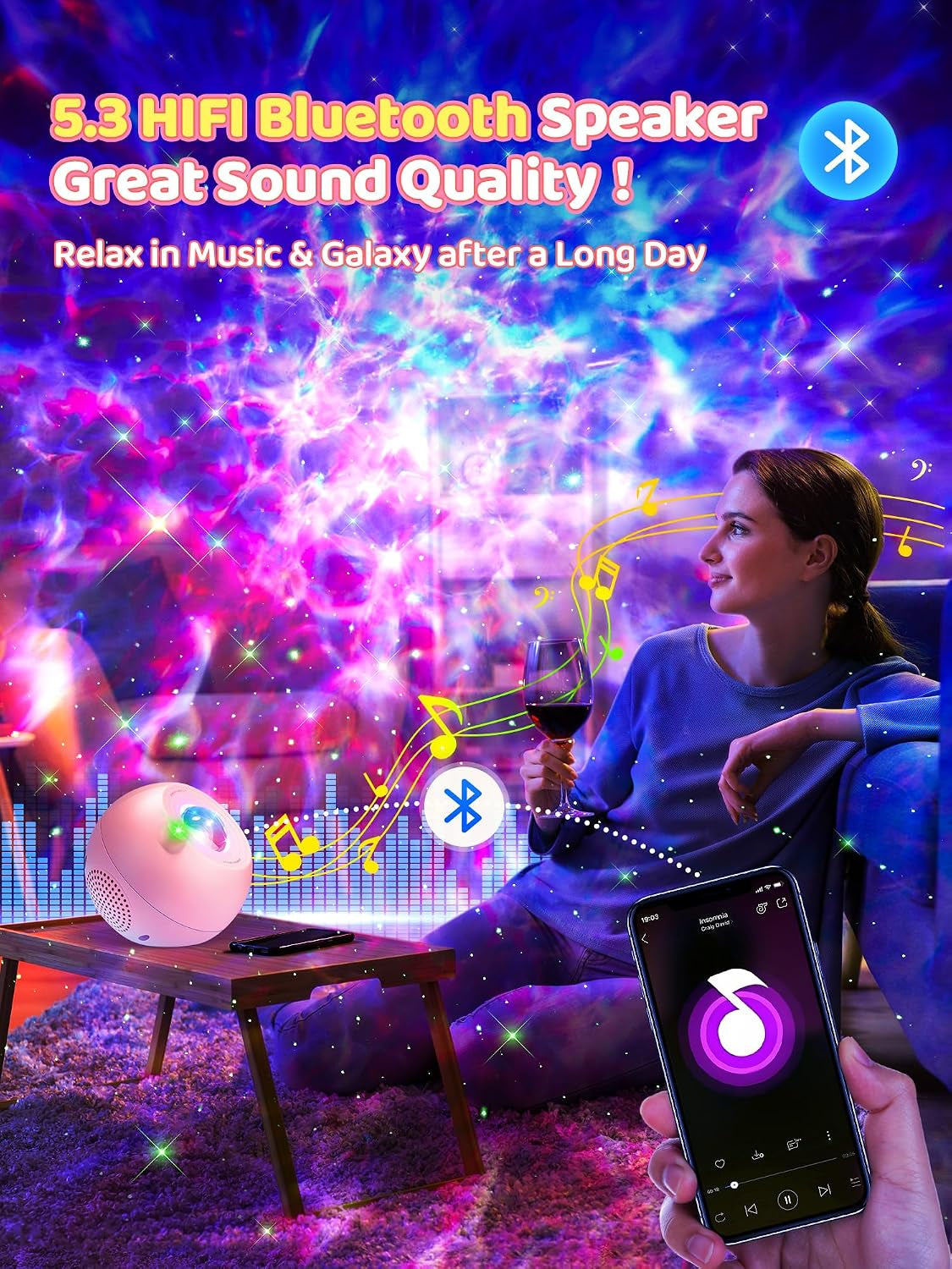 Galaxy Projector Lava Lamp, 15 Colors 15 White Noises+Bluetooth 4 5 6 7 8 9 10 11 Year Old Girls Gift for Girls Boys Gifts Baby Gifts Birthday Gifts for Women Gifts Room Decor