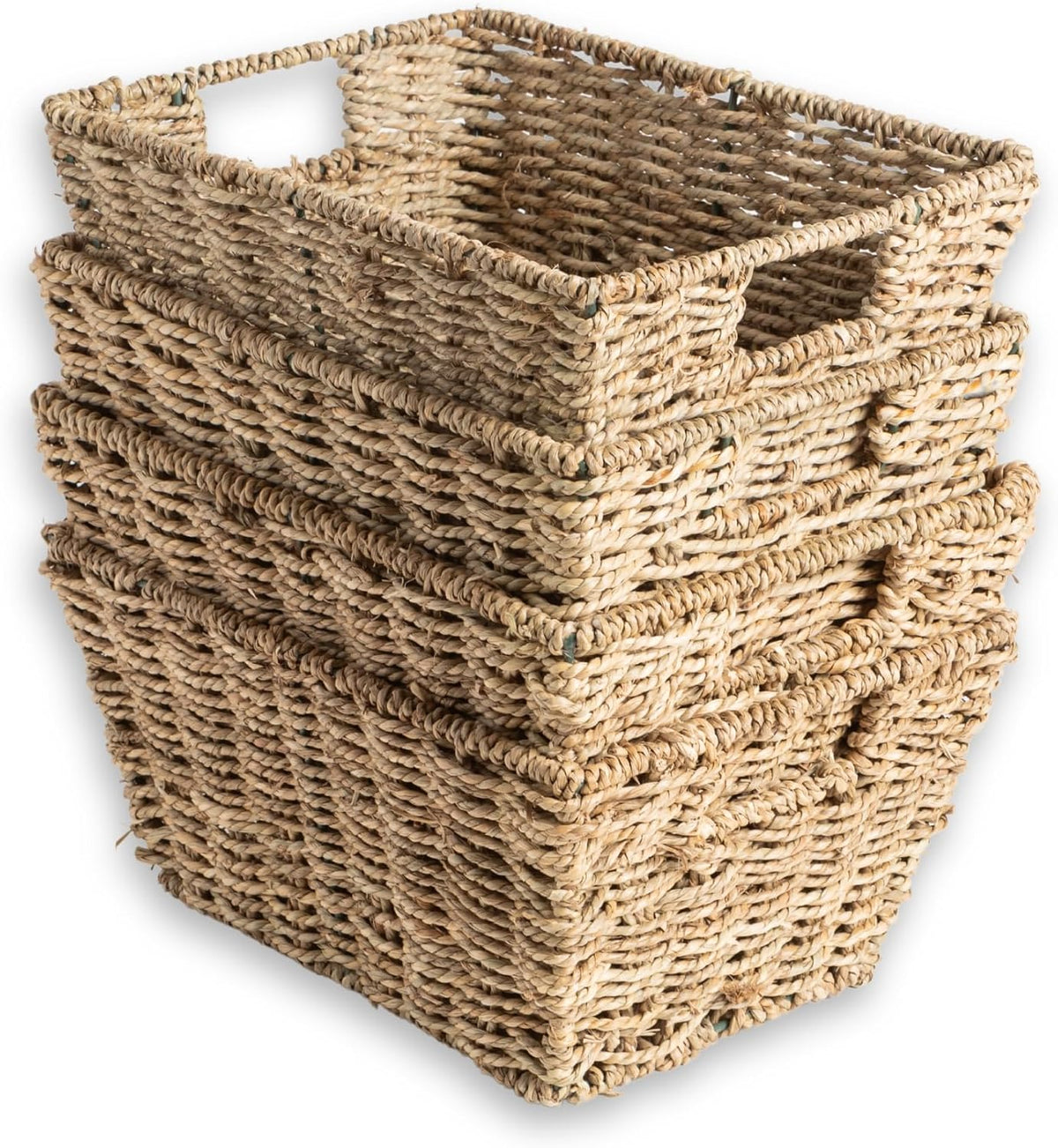 Nesting Seagrass Storage Baskets – Set of 4 – nested baskets on white