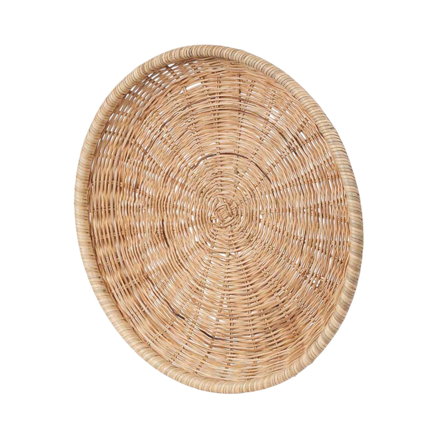 Round wicker basket for van life storage, camping gear, or festival essentials