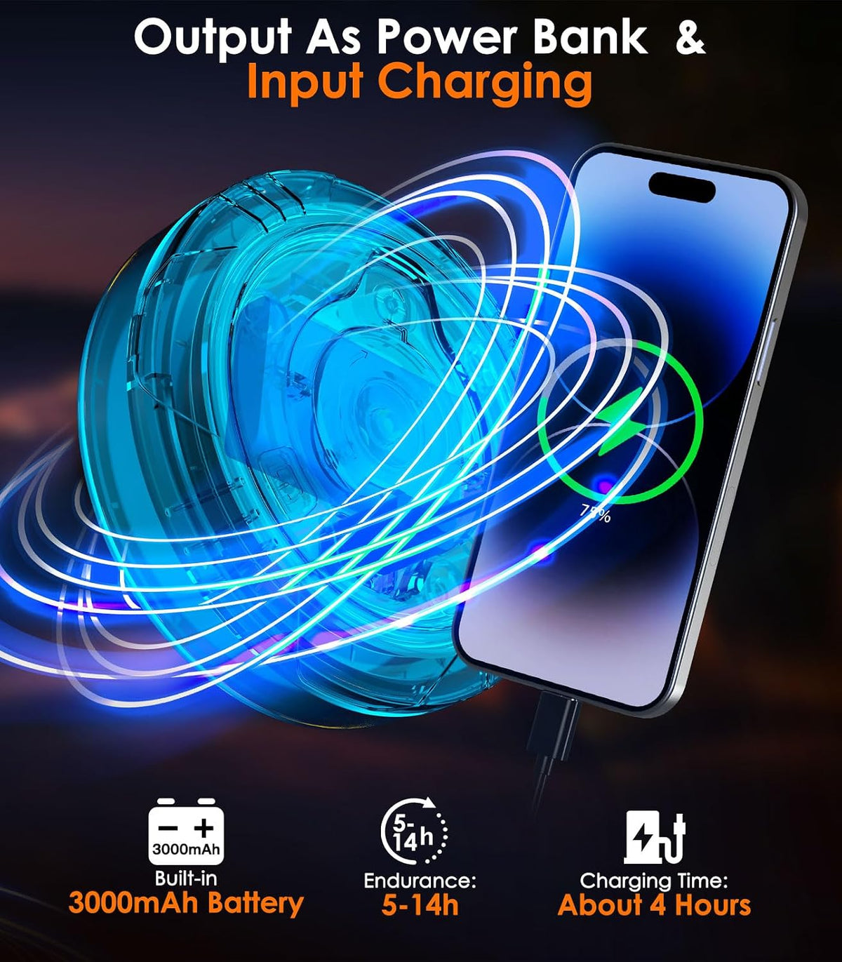Camping String Light 32.8Ft, 4-In-1 Rechargeable LED Fairy Lights with 8 Modes & Power Bank, Waterproof Retractable Portable Light for Outdoor Garden Camping BBQ Christmas Decoration