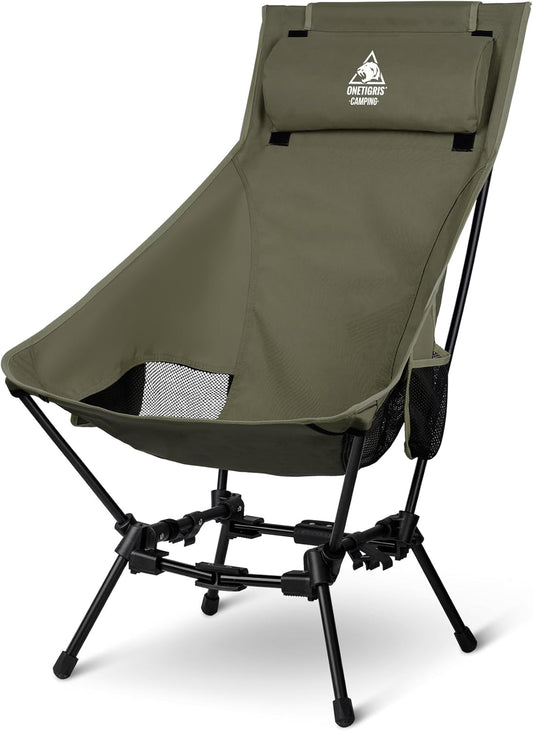Dragonhide Oversized Camping Chair with Pillow Design, Comfortable Widened Seat Folding, 275 Lbs Capacity