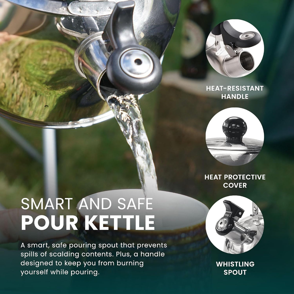 Camping Stove Bundle – Portable Gas Stove, Camping Kettle & 4 Butane Gas Canisters | 2100W Gas Cooker with Carry Case | EN417 | Camping Gas Stove with Auto-Ignition, Adjustable Flame