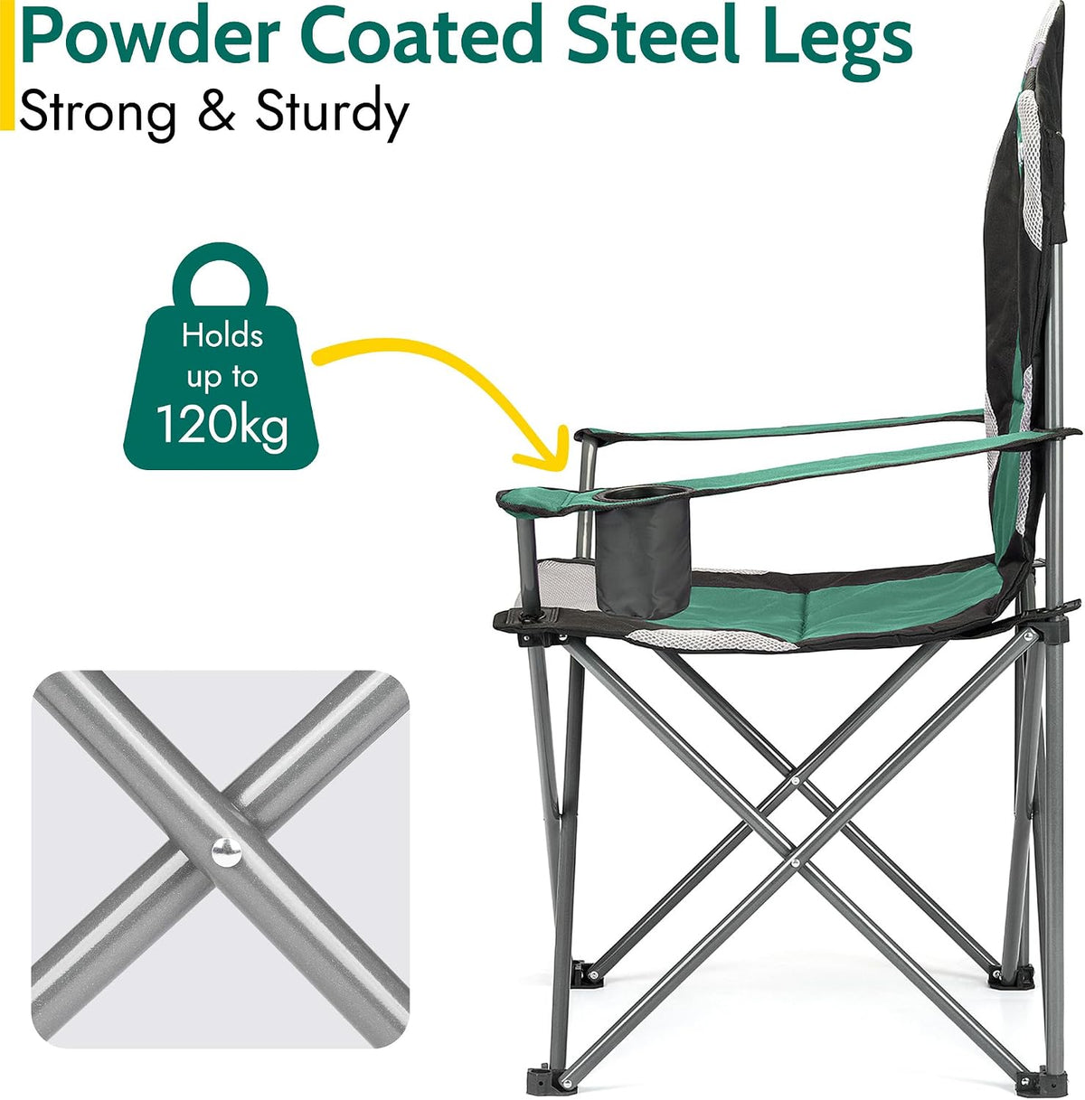 Trail Kestrel High Back Camping Chair, Green