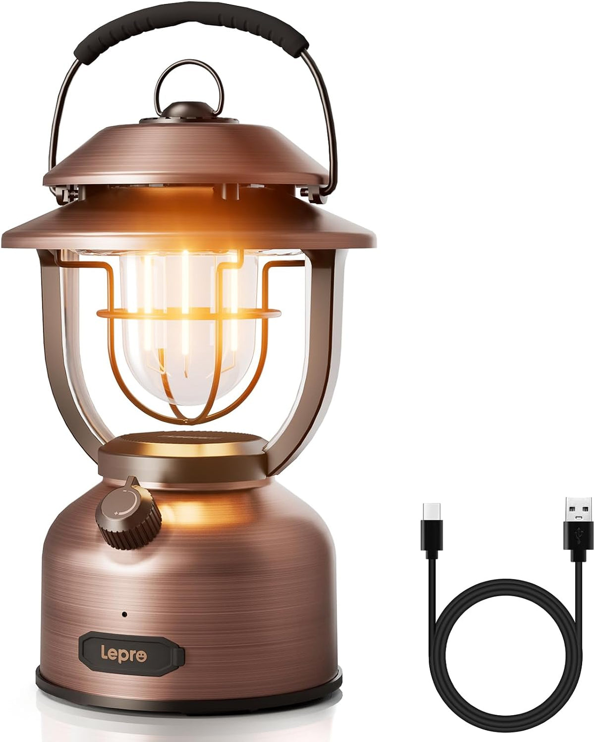 Retro Camping Lantern, Rechargeable Camping Light 15000Mah Power Bank