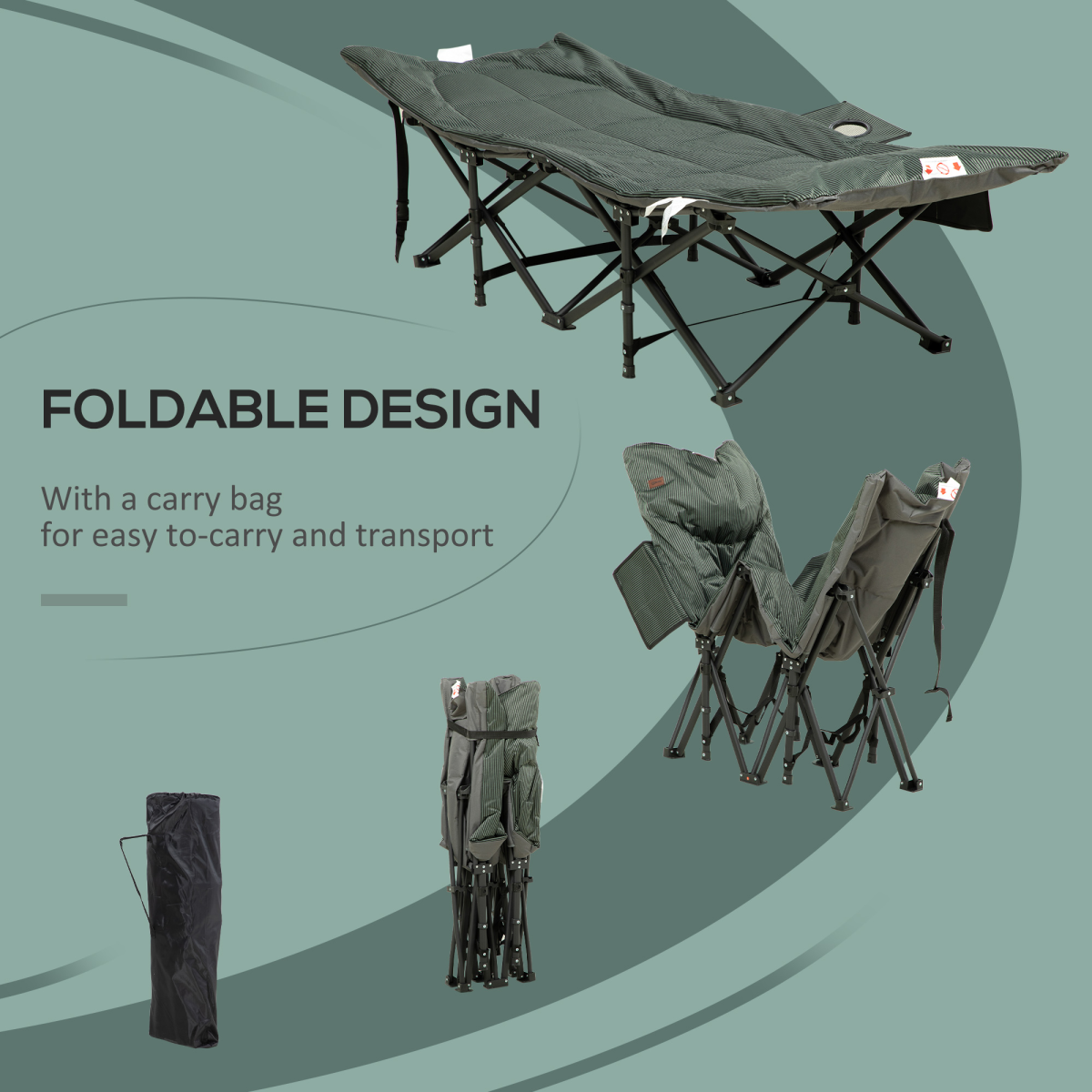 Foldable camp cot with carry bag for van life and outdoor adventures