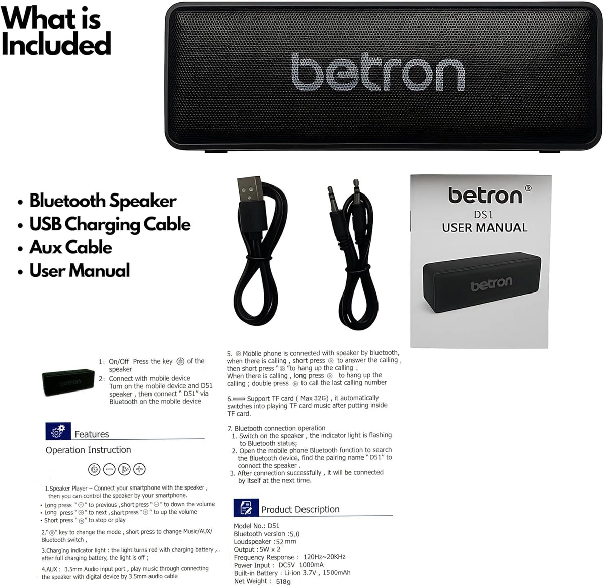 D51 Wireless Portable Bluetooth Speaker