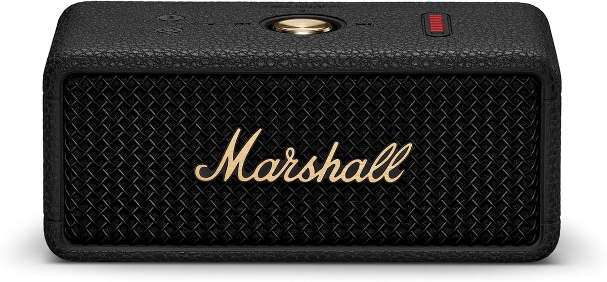 Marshall Emberton III Portable Bluetooth Speakers, Wireless, IP67 Rating Dust & Water Resistant, 32+ Hours Playtime, Quick Charge - Black & Brass