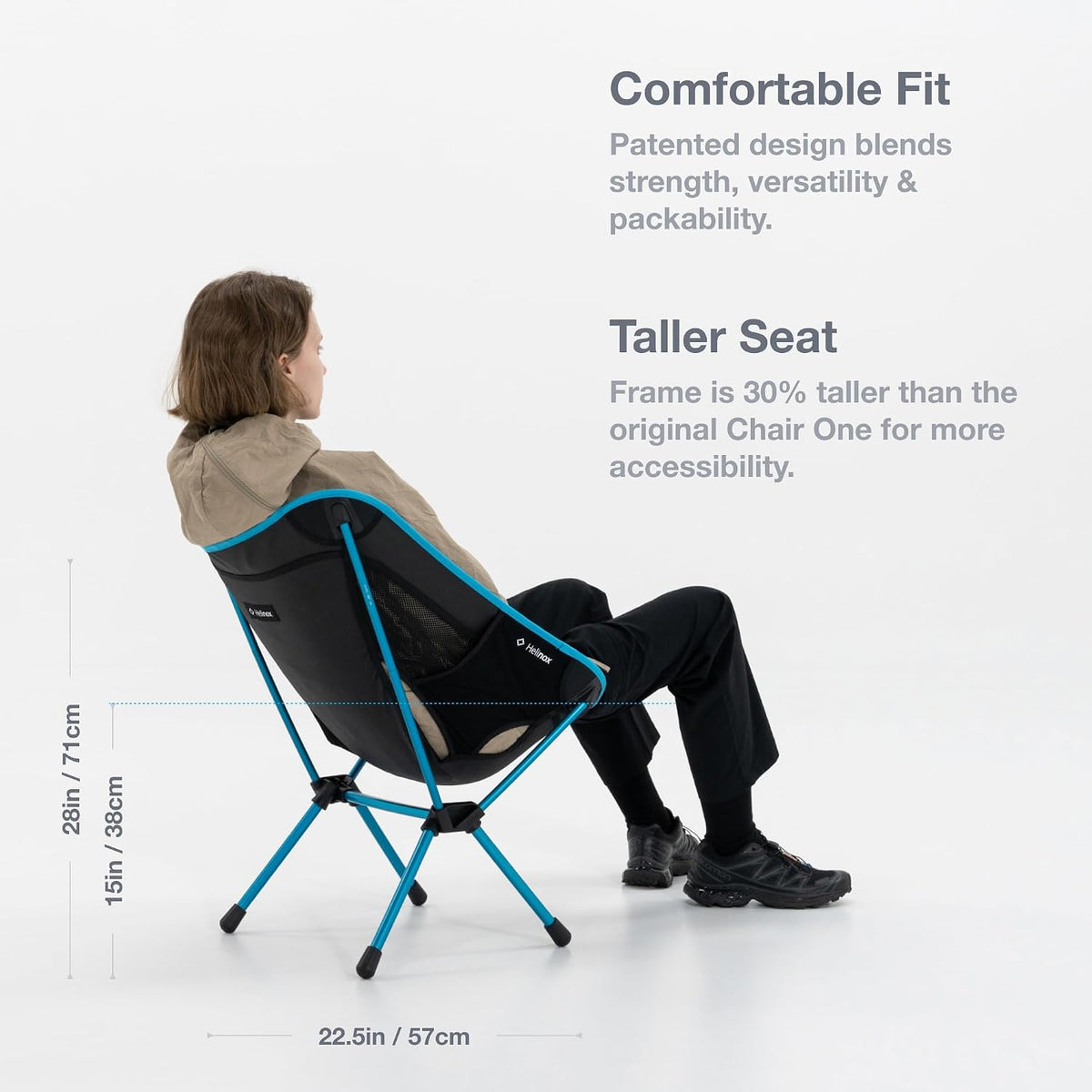 Helinox Chair One (re) Camping Chair – Black – person seated in the chair