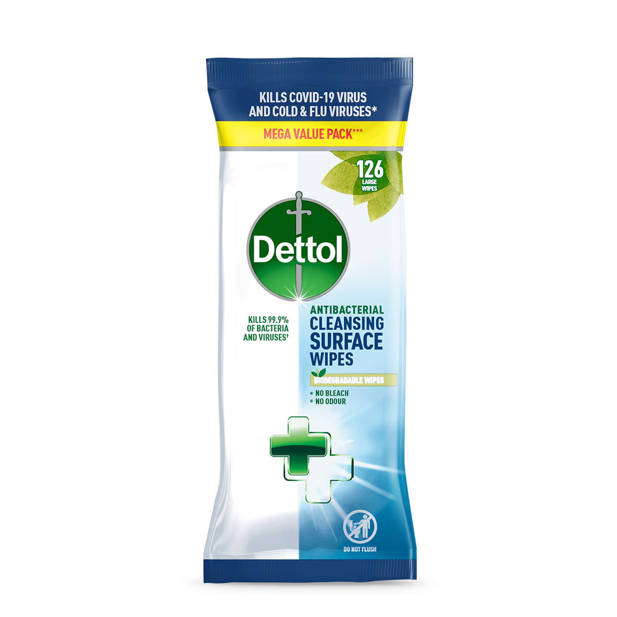 Dettol antibacterial surface wipes, 126 large biodegradable cleaning wipes for van life hygiene