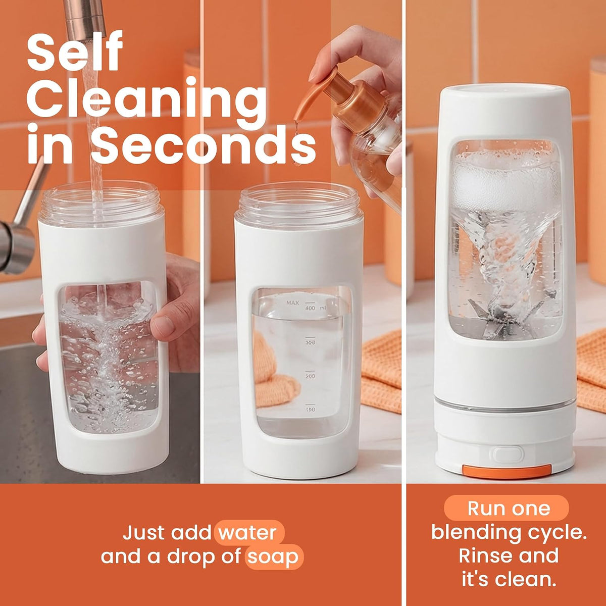 450ml USB-C Portable Blender – cleaning illustration